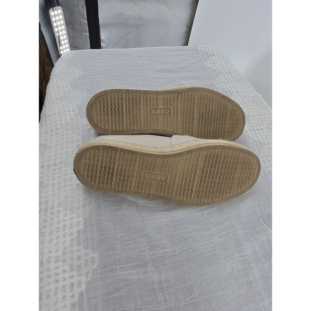 ABEO Blake Canvas Espadrille Slip On Flat Shoes Cream Tan Beige Womens Size 8